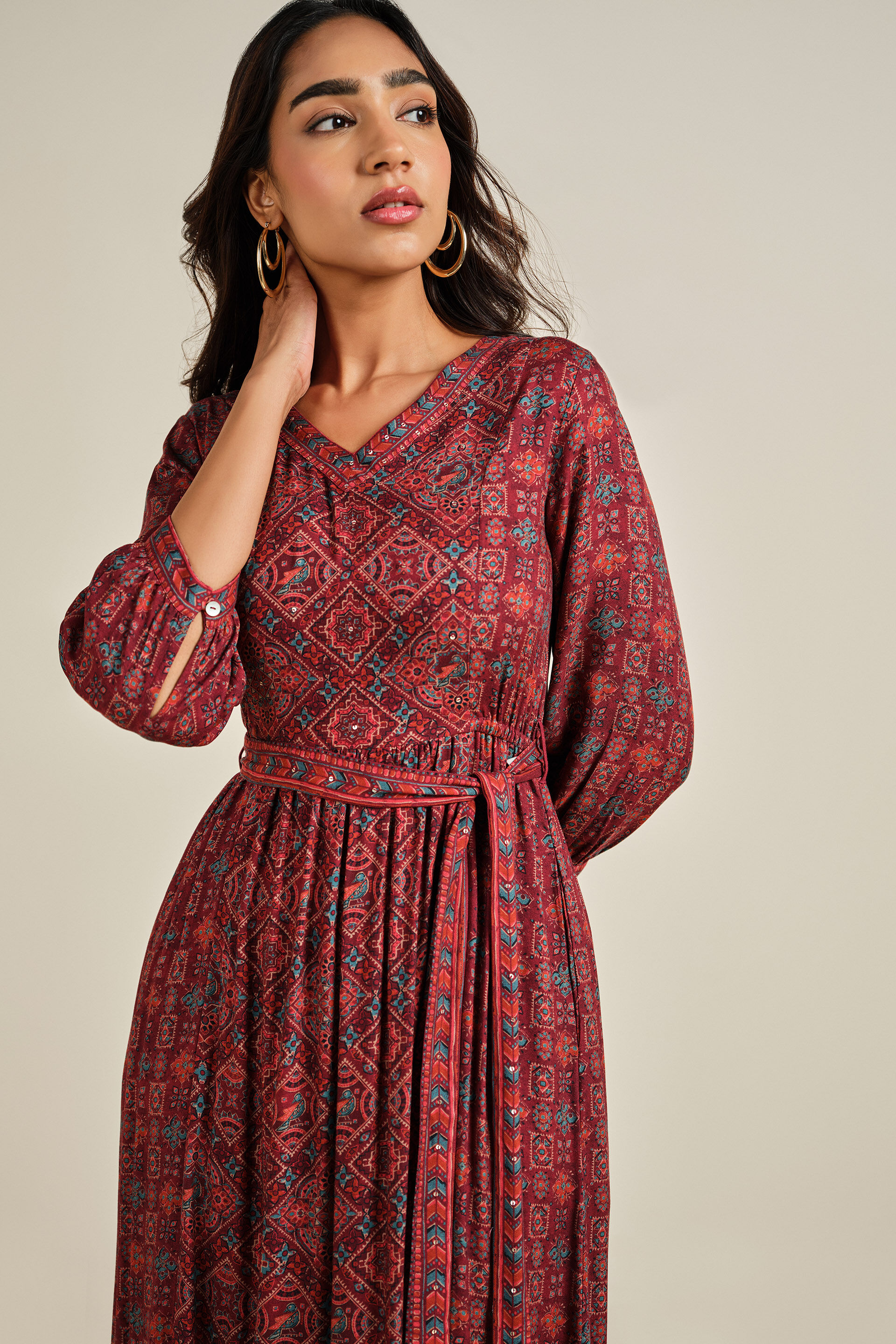 Rangrez Maxi Dress, Burgundy, image 3